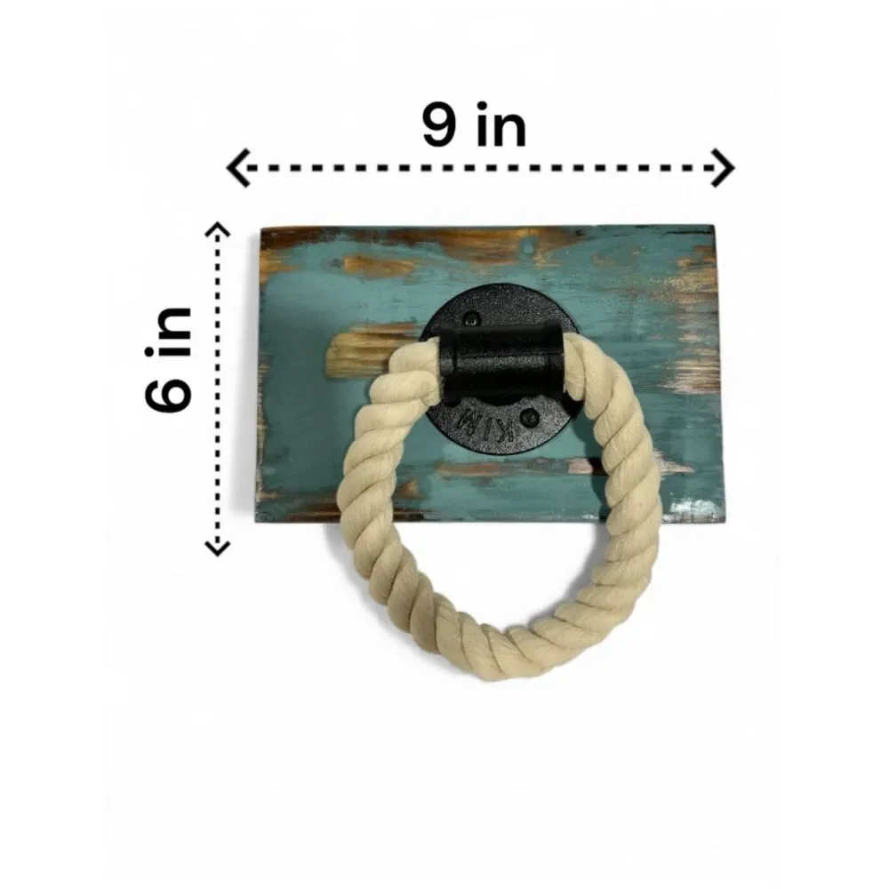 Rustic Industrial Bathroom Accessory Set Toilet Paper w Shelf, Hooks & Rope Ring